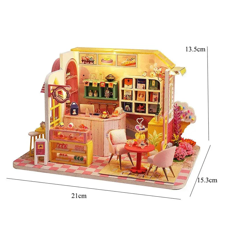 Wooden Doll House 3D Puzzle Kit With Lighting And Furniture - ToylandEU