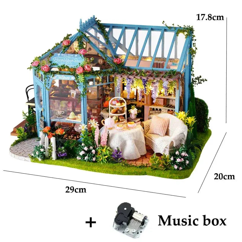 Wooden Doll House 3D Puzzle Kit With Lighting And Furniture - ToylandEU