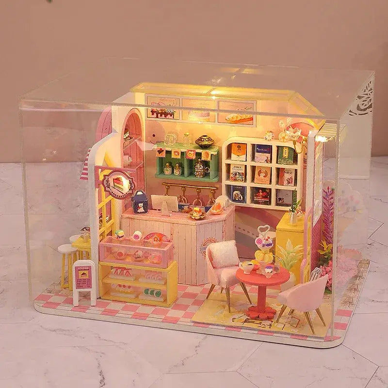 Wooden Doll House 3D Puzzle Kit With Lighting And Furniture - ToylandEU