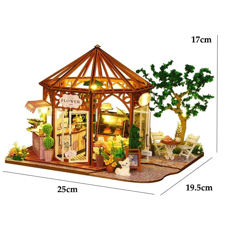 Wooden Doll House 3D Puzzle Kit With Lighting And Furniture - ToylandEU