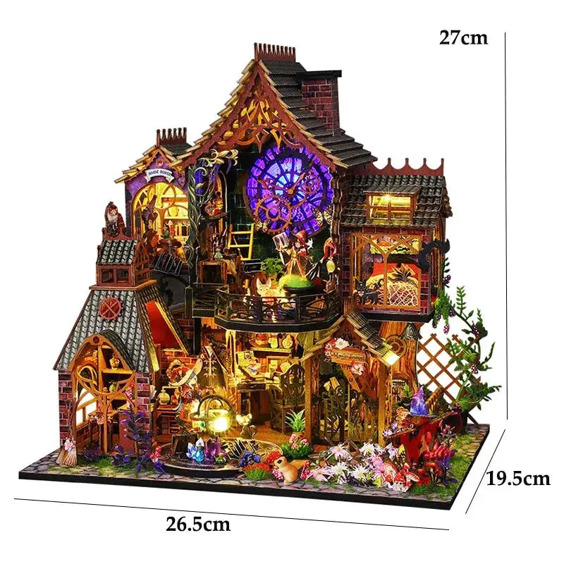 Wooden Doll House 3D Puzzle Kit With Lighting And Furniture - ToylandEU