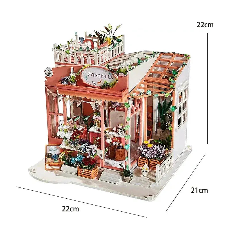 Wooden Doll House 3D Puzzle Kit With Lighting And Furniture - ToylandEU