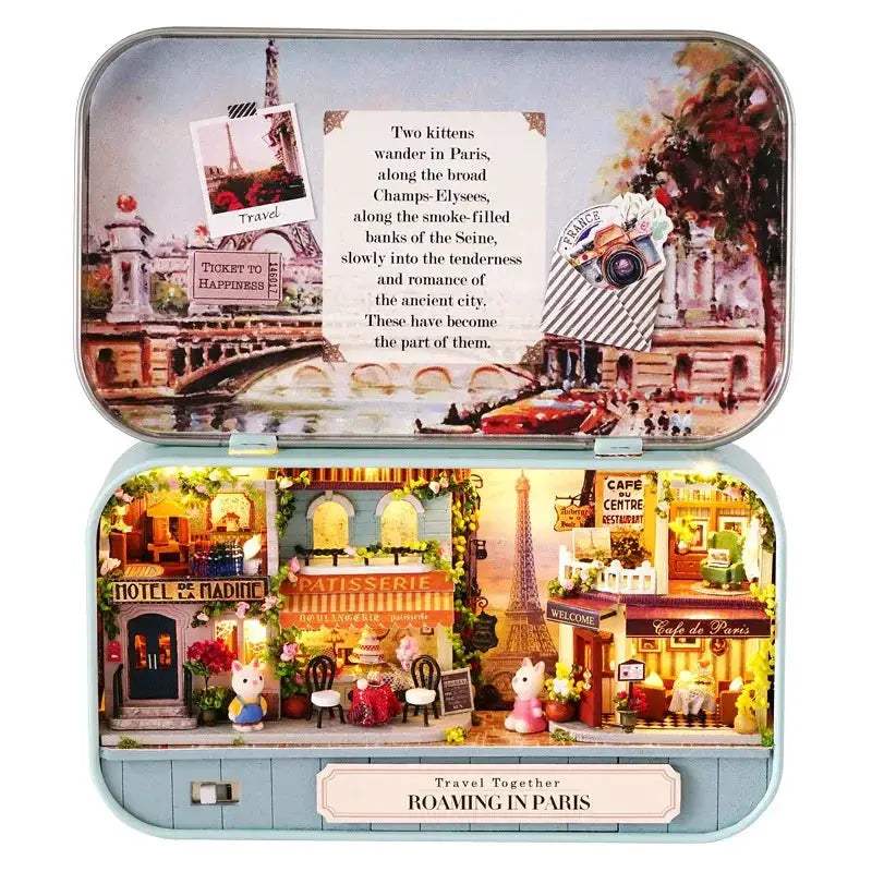 Wooden Doll House Box Theater With Miniature Furniture - ToylandEU