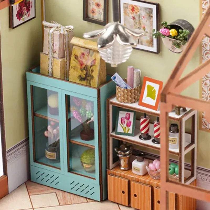 Wooden Doll House DIY Flower Puzzle with LED Light - ToylandEU