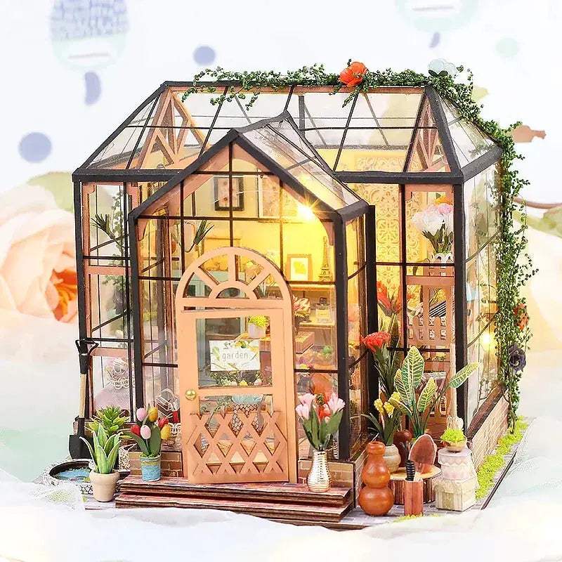 Wooden Doll House DIY Flower Puzzle with LED Light - ToylandEU