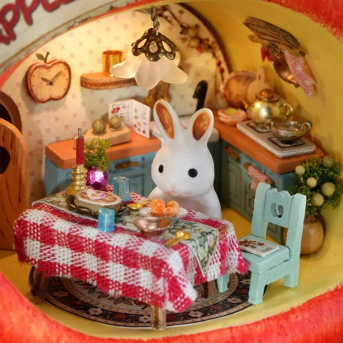 Wooden Dollhouse DIY Kit 3D Puzzle Fruit Apple House - ToylandEU