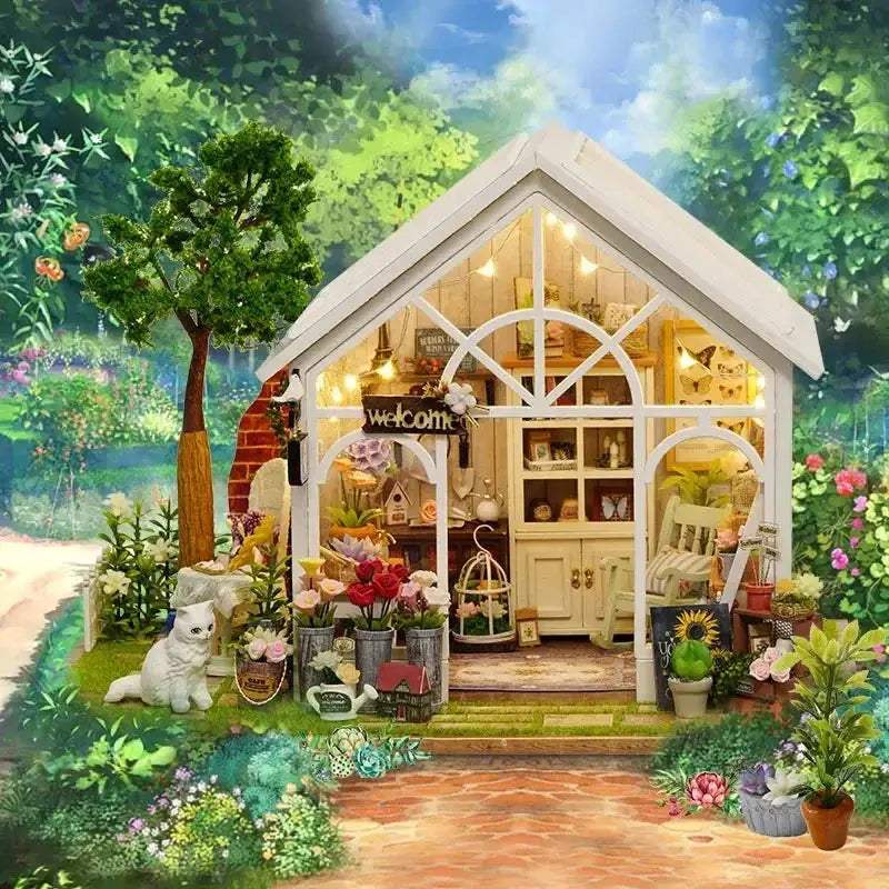 Wooden Dollhouse Kit With Realistic Furniture Puzzle - ToylandEU