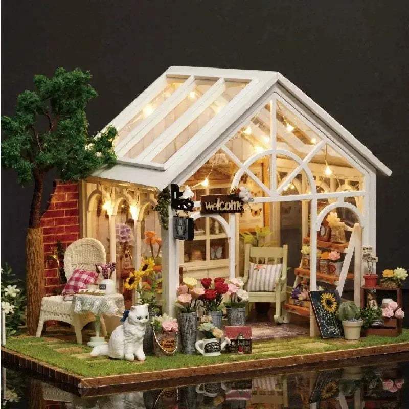 Wooden Dollhouse Kit With Realistic Furniture Puzzle - ToylandEU