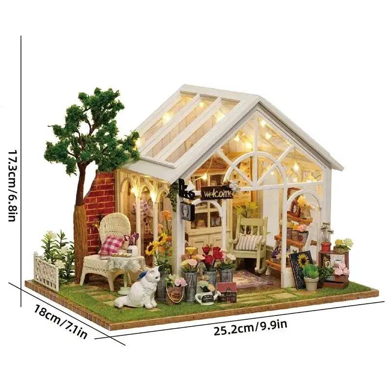 Wooden Dollhouse Kit With Realistic Furniture Puzzle - ToylandEU