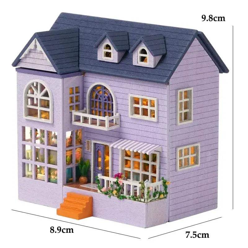 Wooden Dollhouse With Lighted Furniture For Girls Premium - ToylandEU