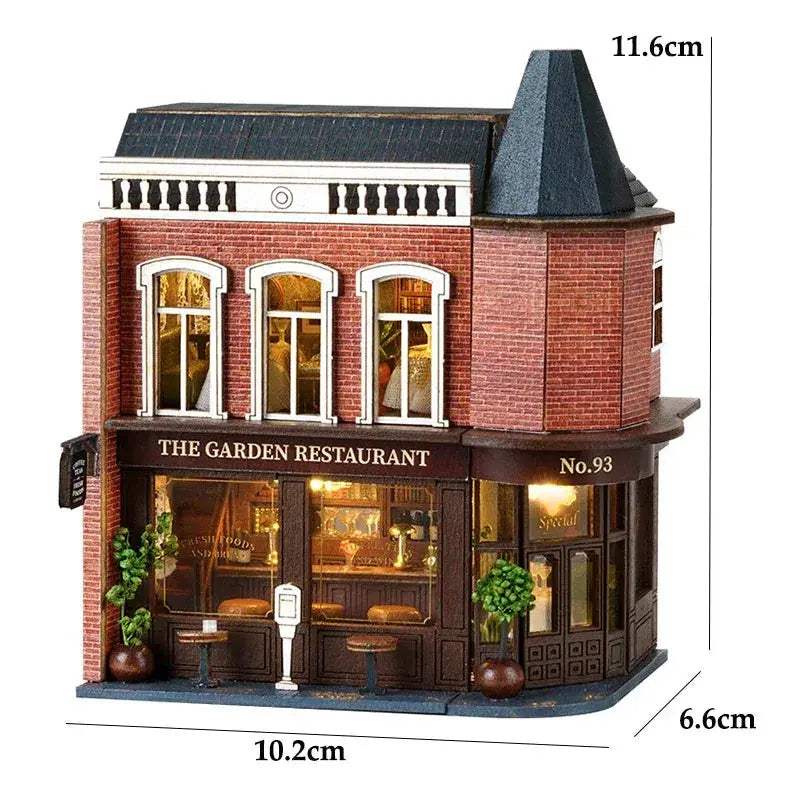 Wooden Dollhouse With Lighted Furniture For Girls Premium - ToylandEU