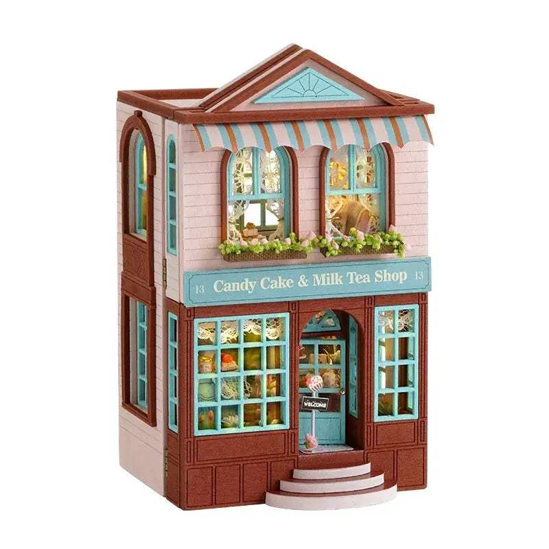 Wooden Dollhouse With Lighted Furniture For Girls Premium - ToylandEU