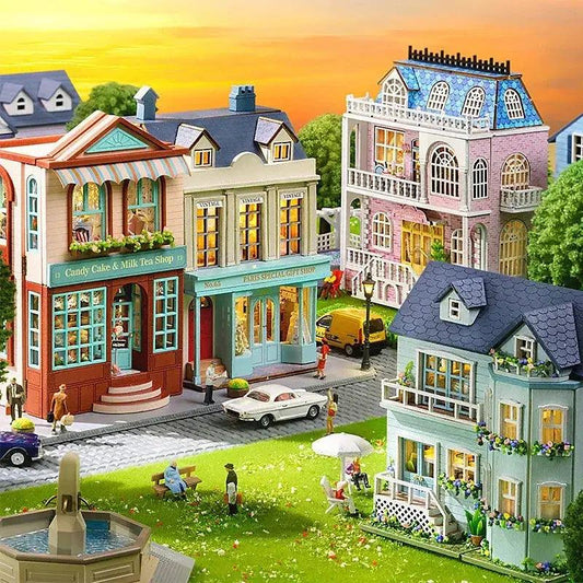  Wooden Dollhouse With Lighted Furniture Premium -  ToylandEU™