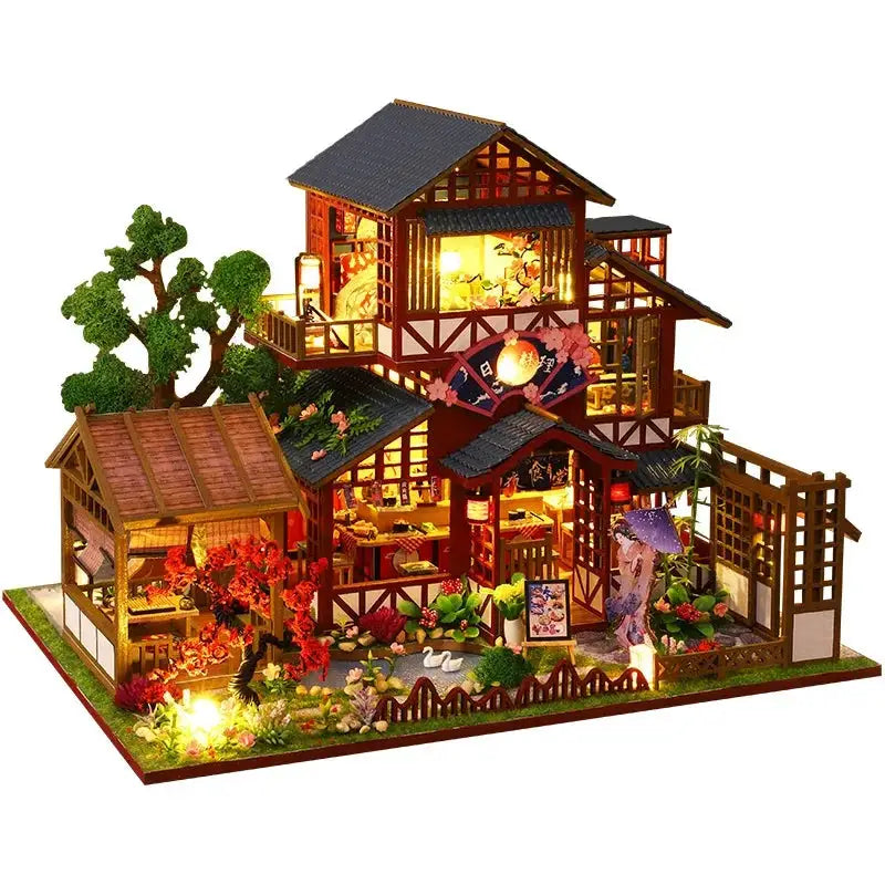 Wooden Dollhouse With Realistic Miniature Furniture Set - ToylandEU