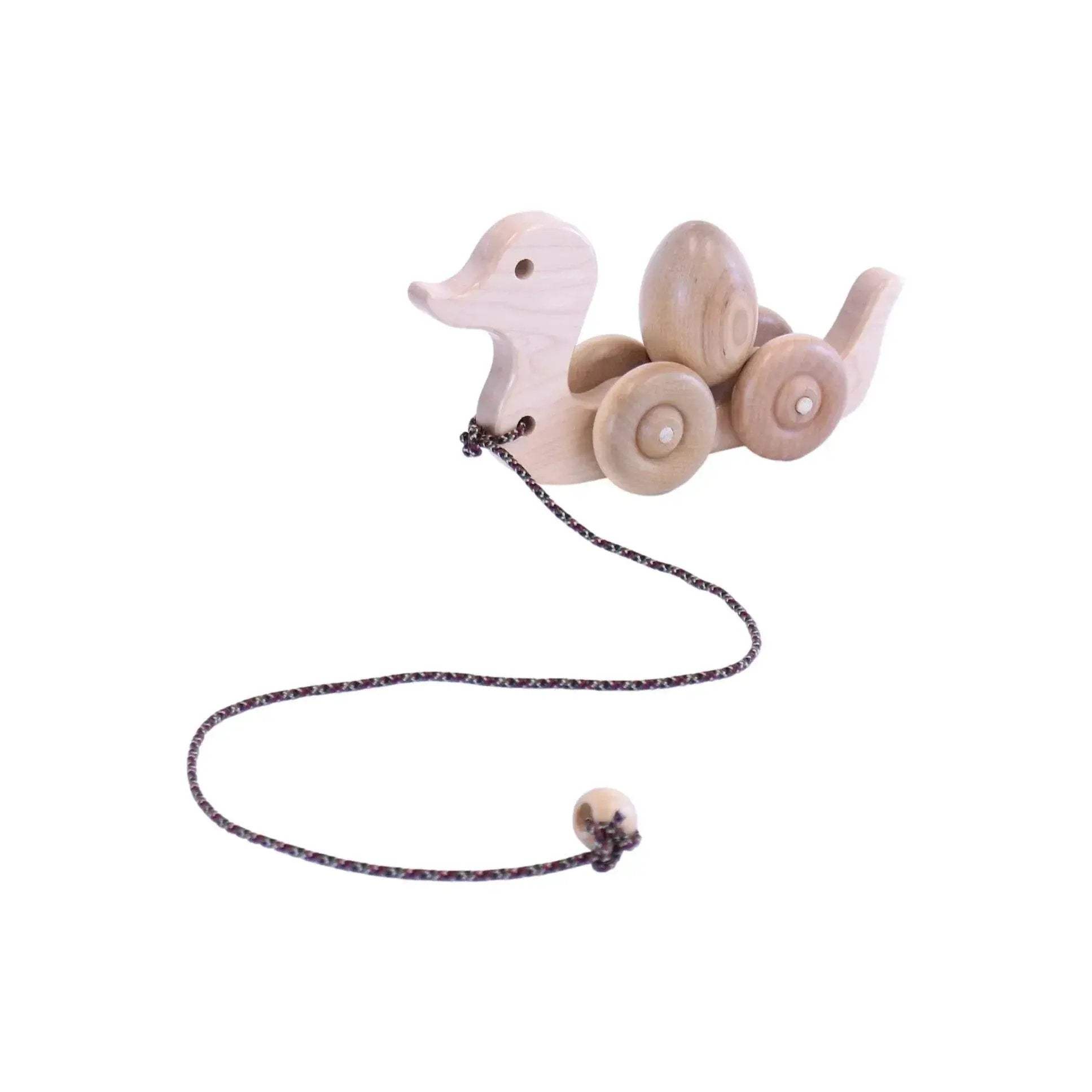 Wooden Duck Pull Toy for Toddlers, Rolling Wheels and Rotating Egg - ToylandEU