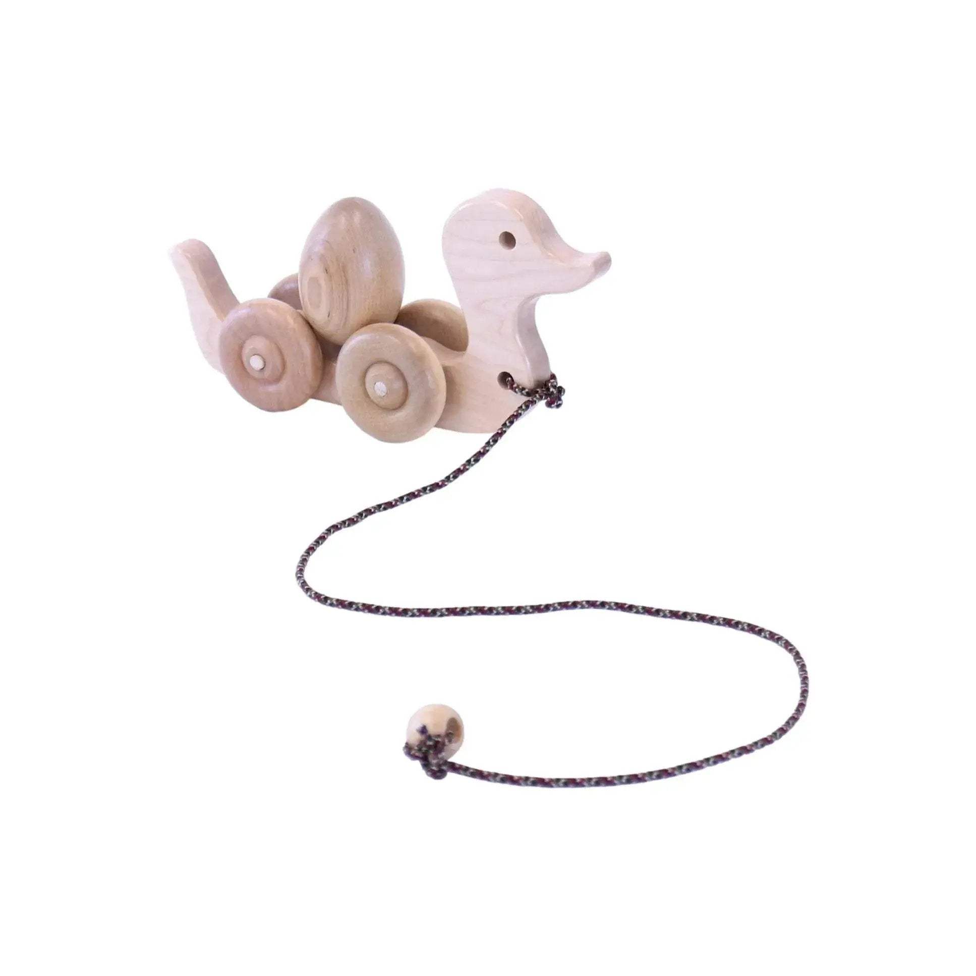 Wooden Duck Pull Toy for Toddlers, Rolling Wheels and Rotating Egg - ToylandEU