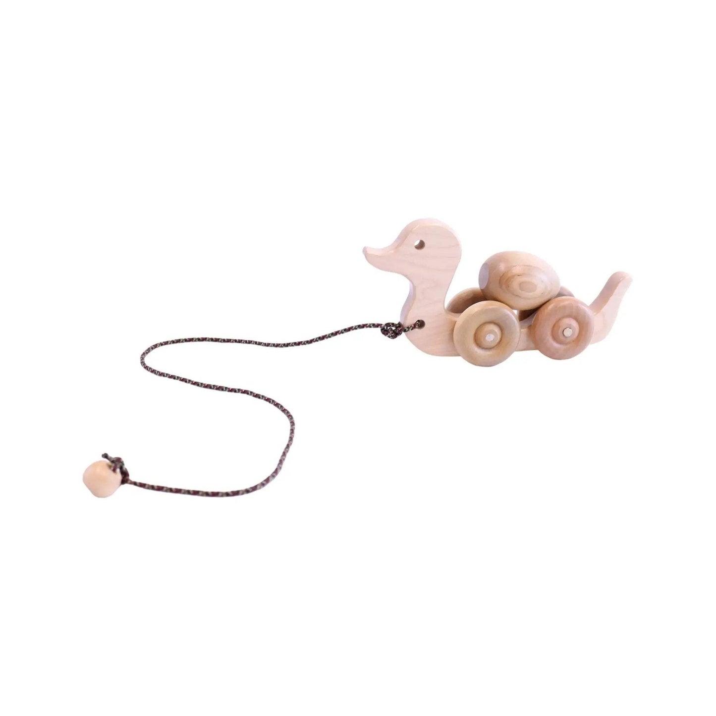 Wooden Duck Pull Toy for Toddlers, Rolling Wheels and Rotating Egg - ToylandEU