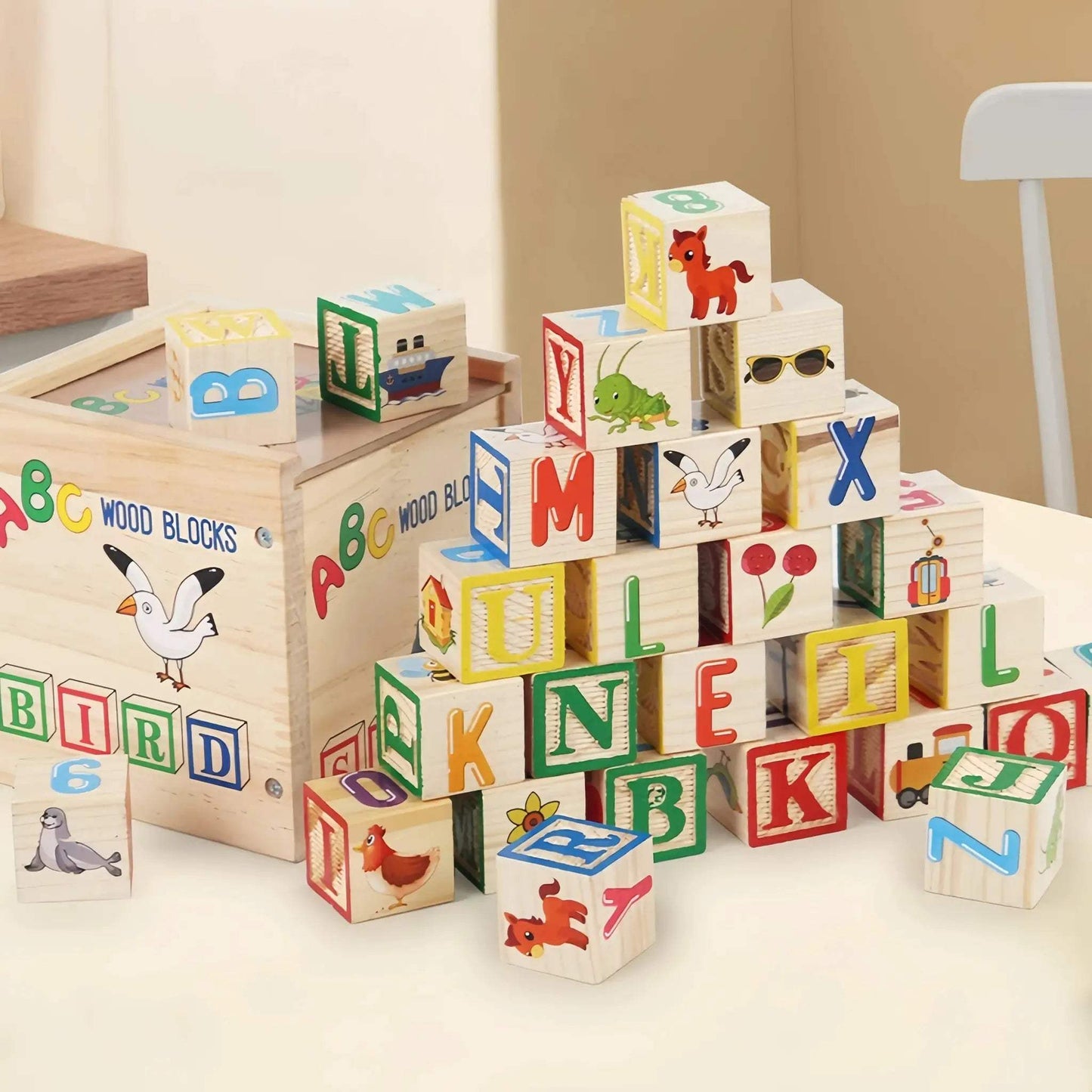  Wooden Educational Alphabet Blocks With Storage Box -  ToylandEU™