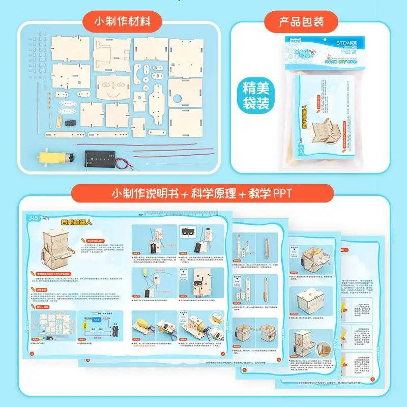 Wooden Electric Powered Eat Coin Robot DIY Model Toy - ToylandEU