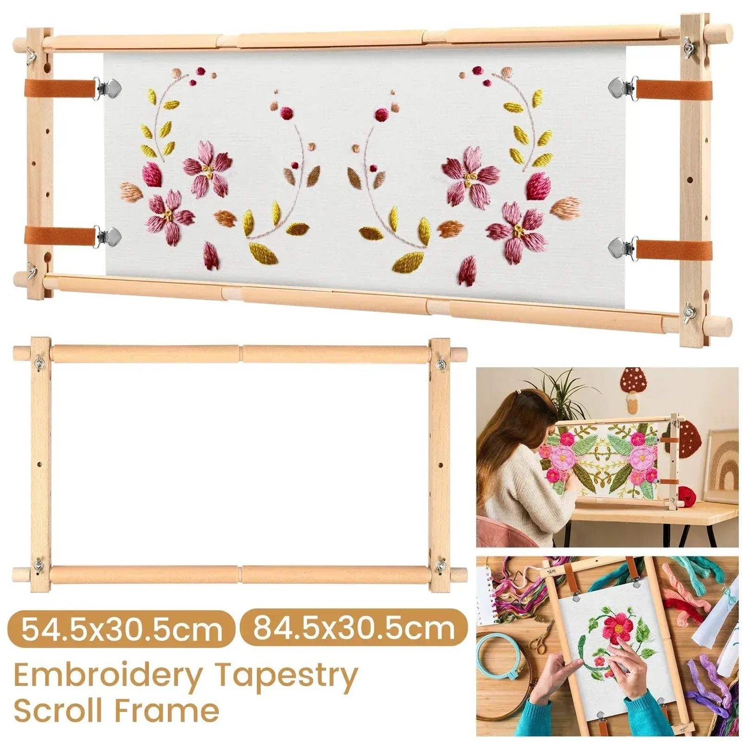 Wooden Embroidery Scroll Frame With Rotated Adjustable Design - ToylandEU