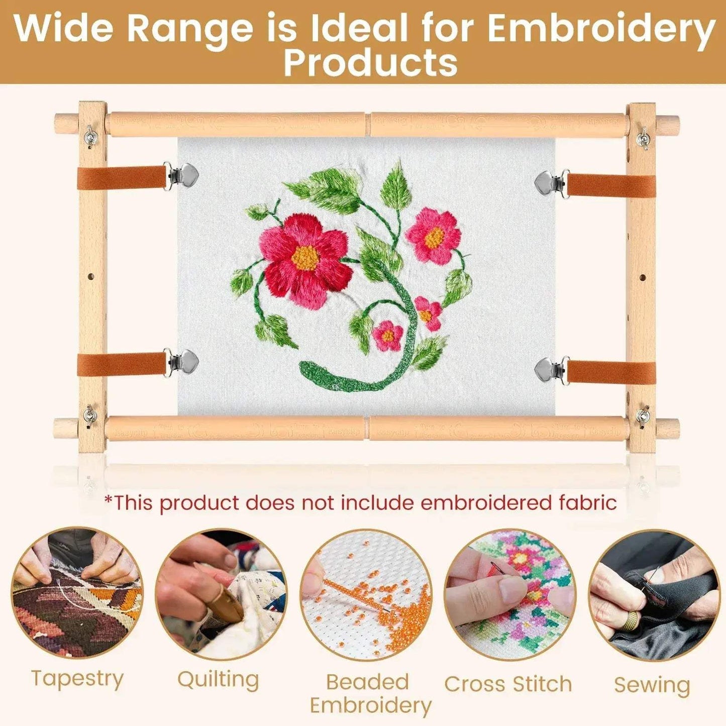 Wooden Embroidery Scroll Frame With Rotated Adjustable Design - ToylandEU