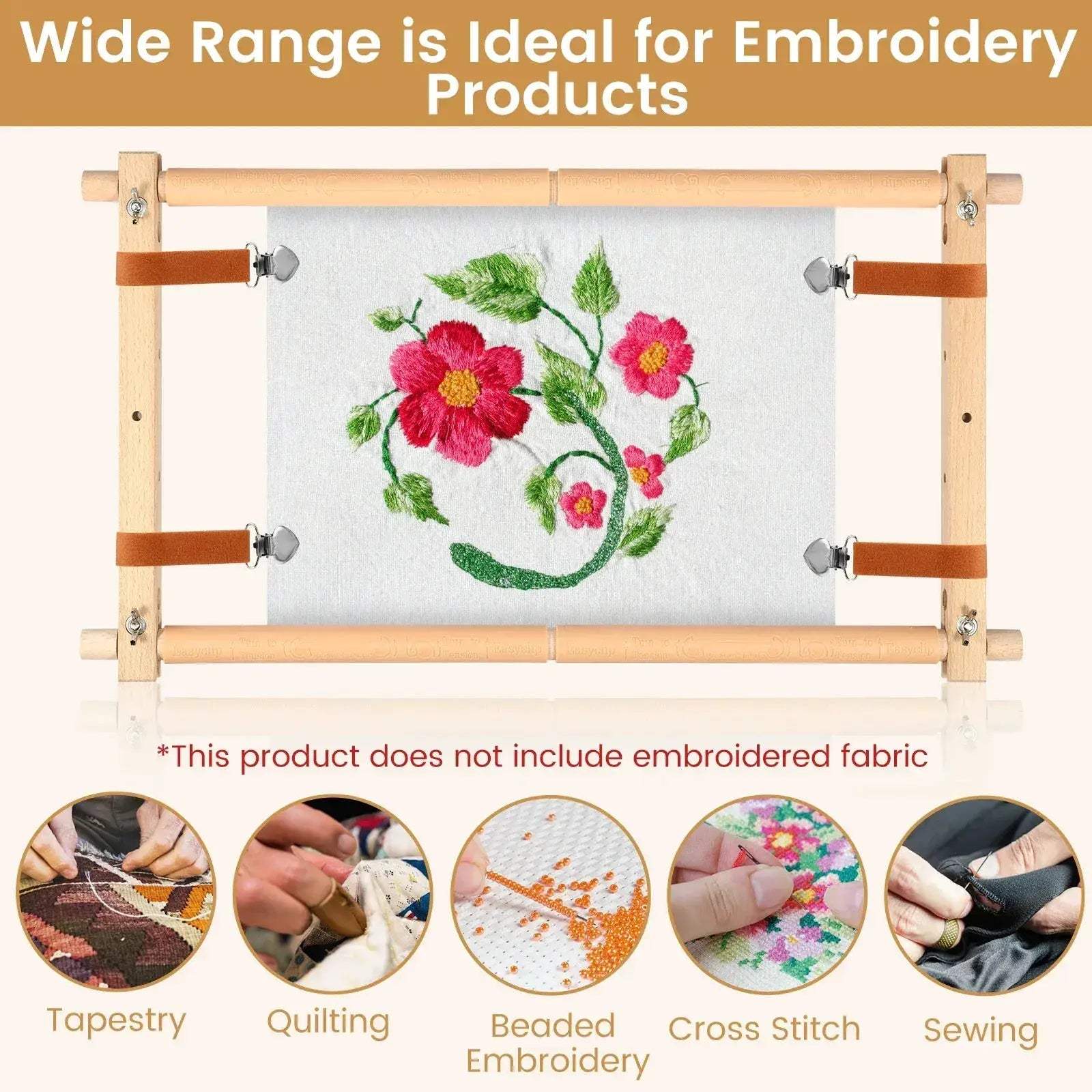 Wooden Embroidery Scroll Frame With Rotated Adjustable Design - ToylandEU