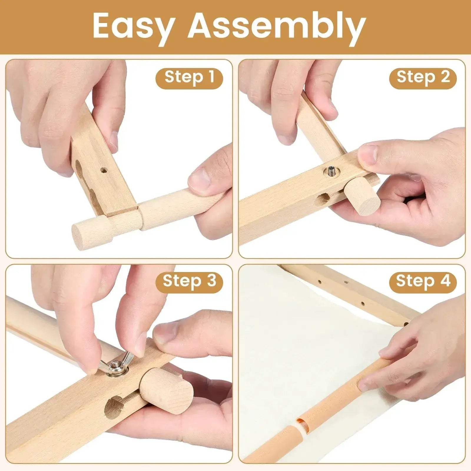 Wooden Embroidery Scroll Frame With Rotated Adjustable Design - ToylandEU