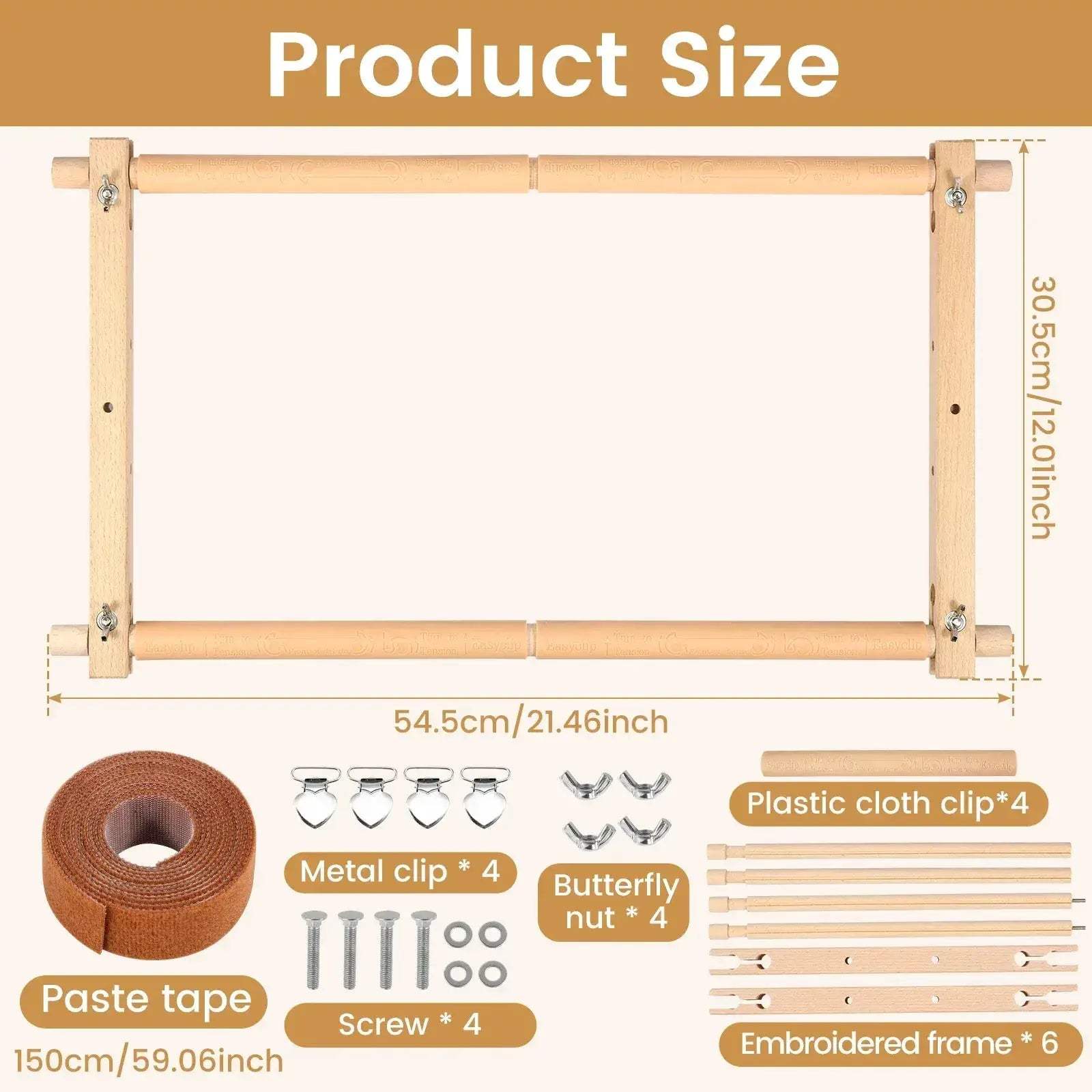 Wooden Embroidery Scroll Frame With Rotated Adjustable Design - ToylandEU