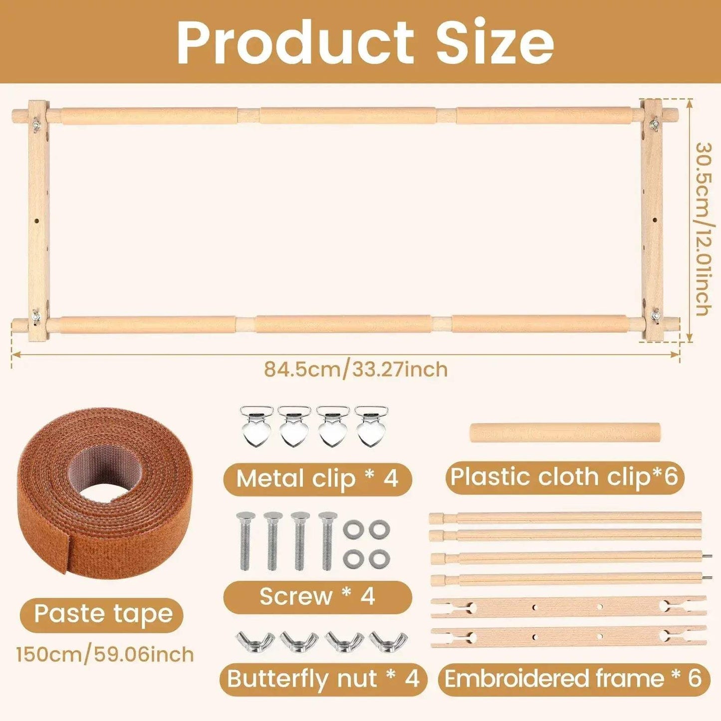 Wooden Embroidery Scroll Frame With Rotated Adjustable Design - ToylandEU