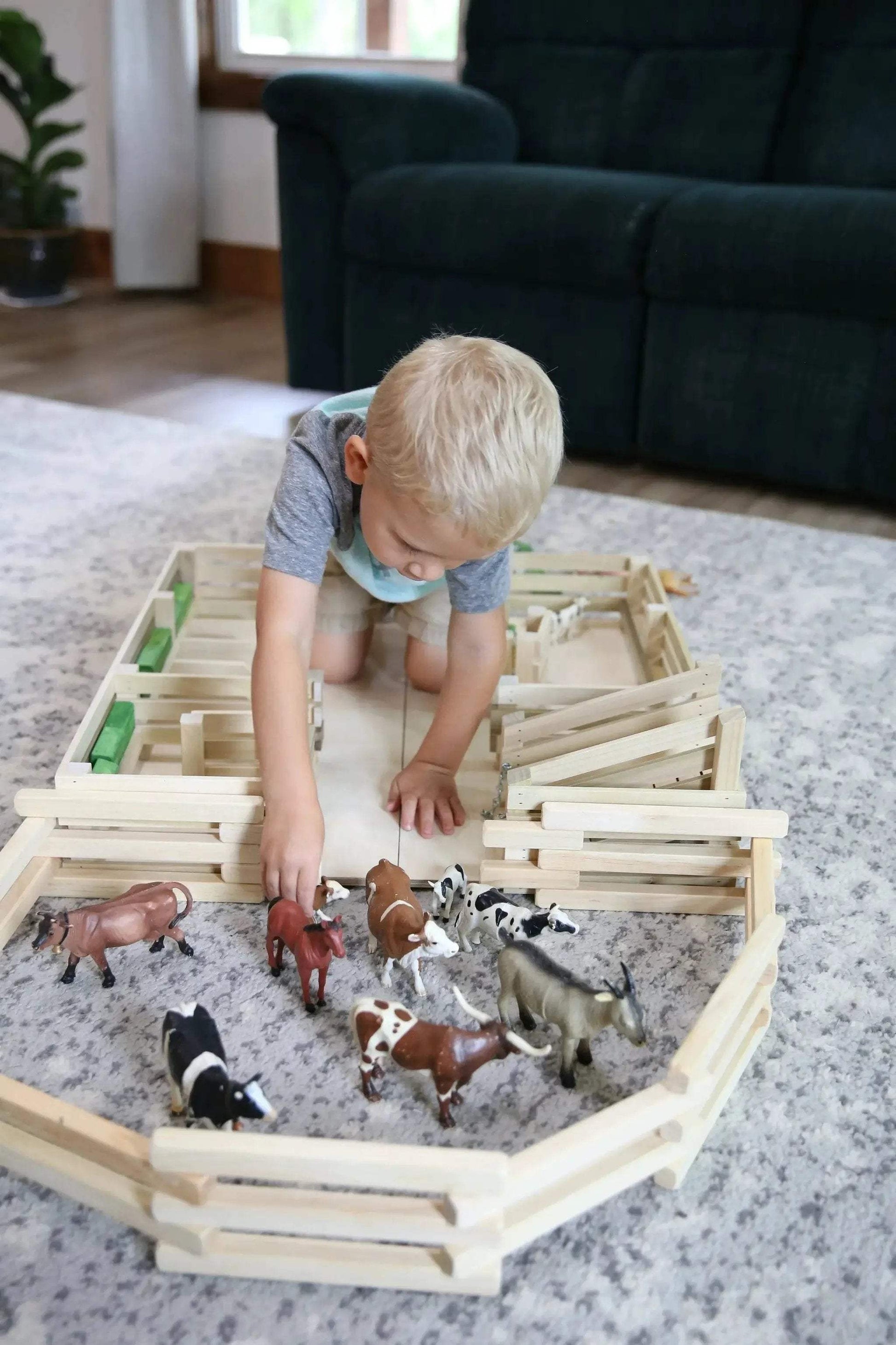 Wooden Folding Corral Fence Toy, 68" Long, Amish-Made Quality - ToylandEU