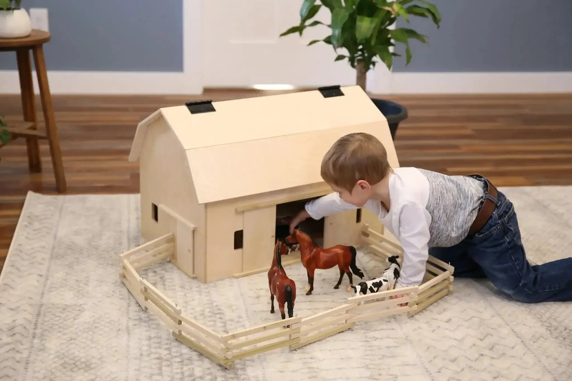 Wooden Folding Corral Fence Toy, Amish-Made, Unfinished Wood - ToylandEU