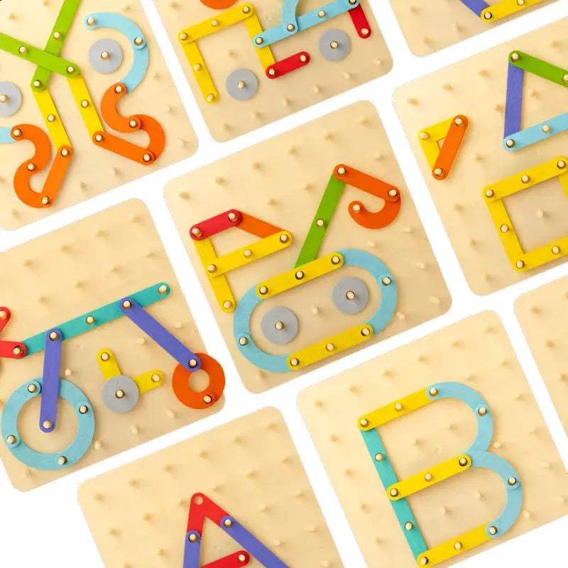 Wooden Geometric Pegboard Set For Montessori Sensory Play - ToylandEU