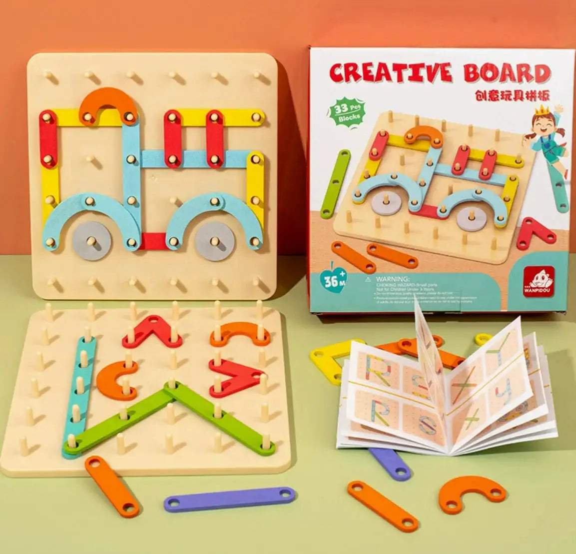 Wooden Geometric Pegboard Set For Montessori Sensory Play - ToylandEU