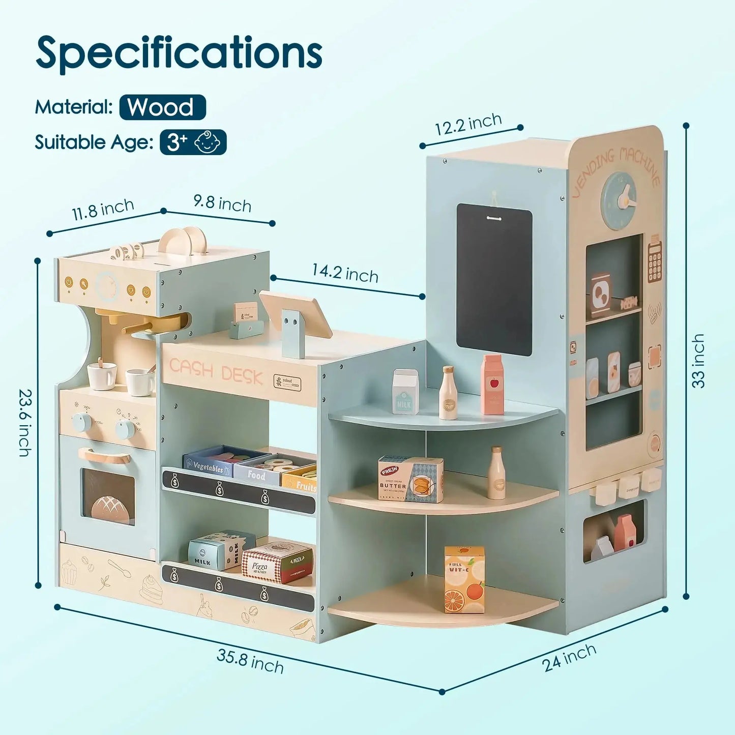  Wooden Grocery Store Coffee Shop Play Set For Kids -  ToylandEU™