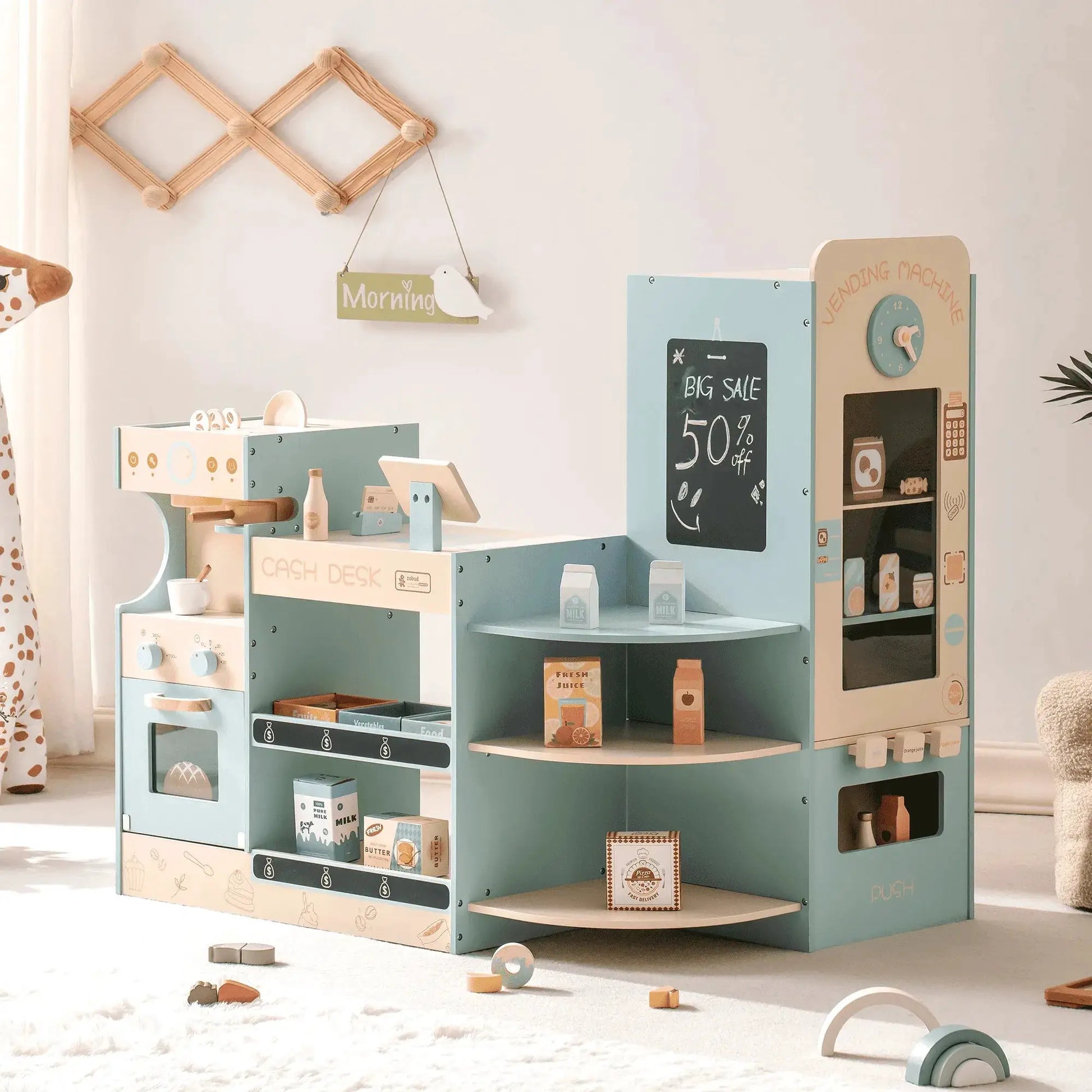  Wooden Grocery Store Coffee Shop Play Set For Kids -  ToylandEU™