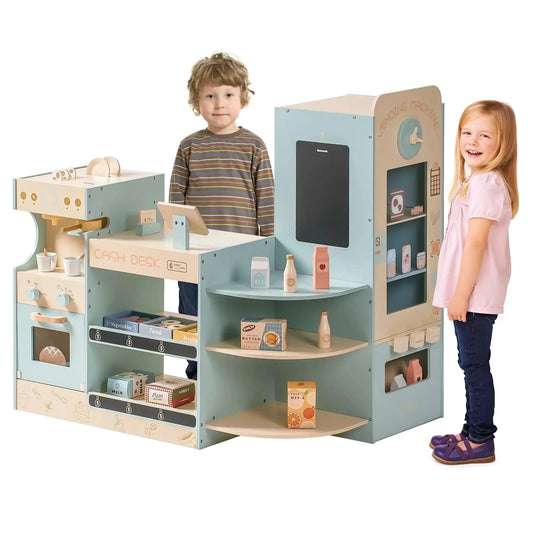  Wooden Grocery Store Coffee Shop Play Set For Kids -  ToylandEU™