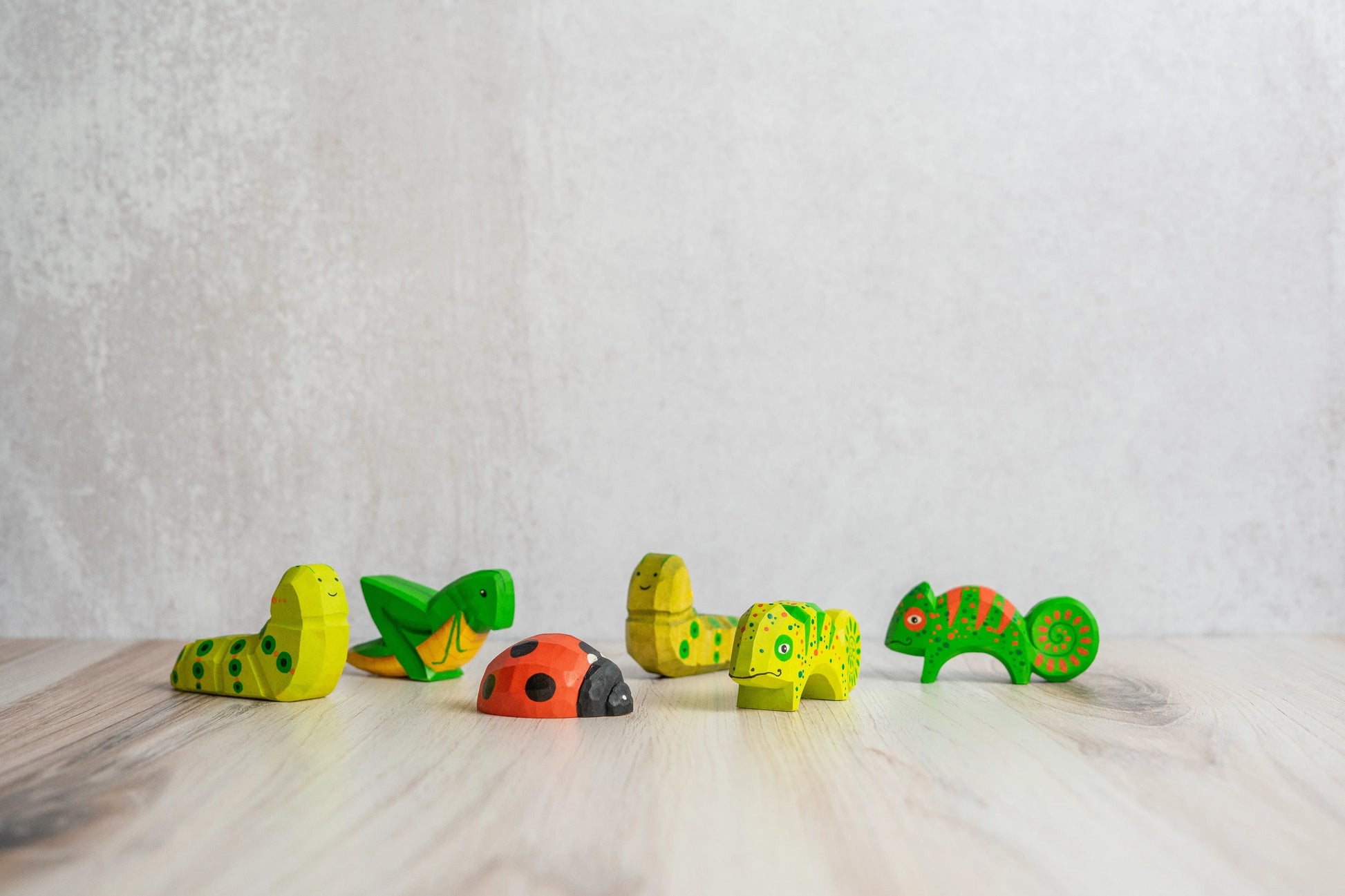Wooden Hand Carved Chameleon Toy For Imaginative Rainforest Play - ToylandEU