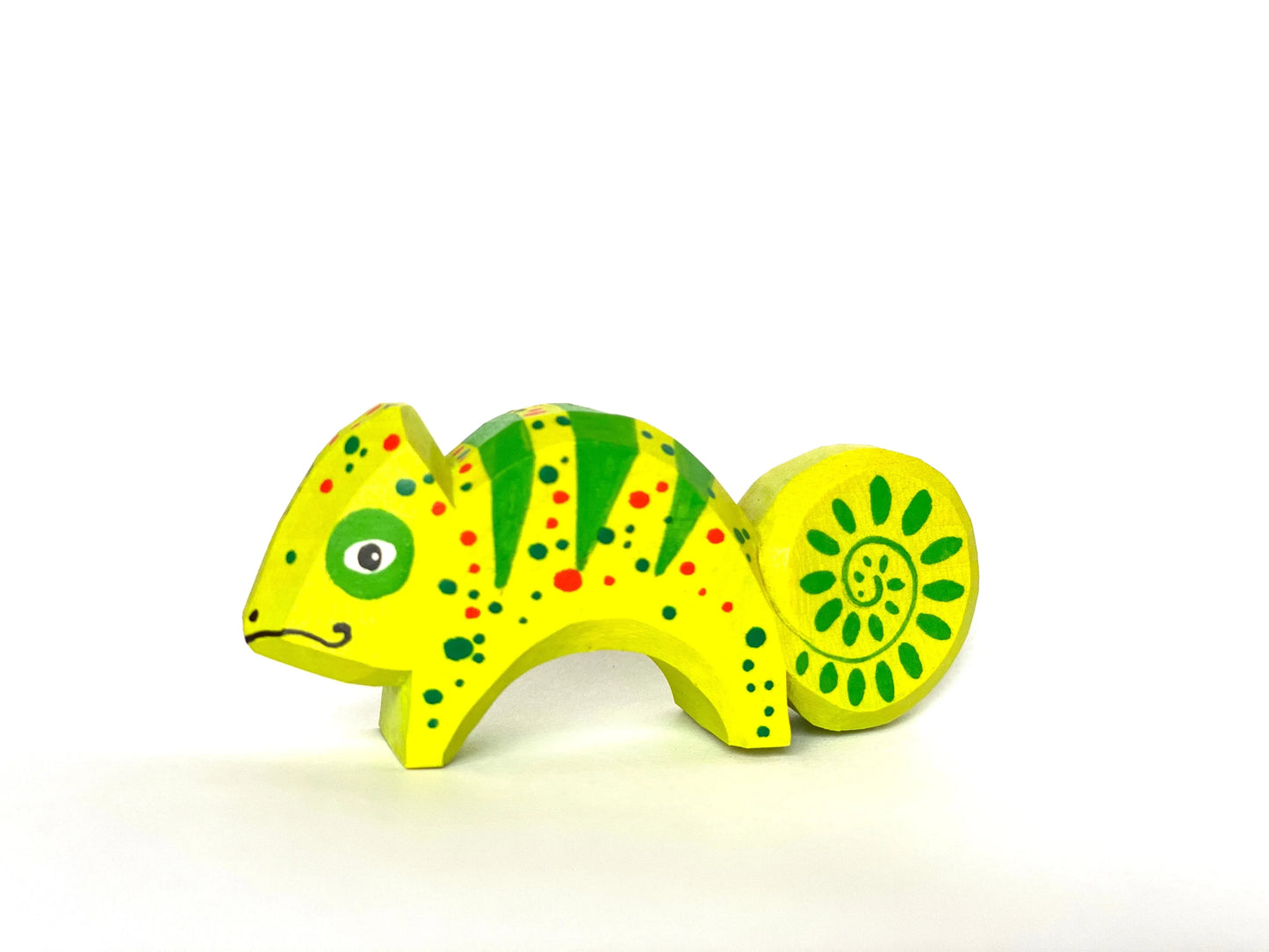 Wooden Hand Carved Chameleon Toy For Imaginative Rainforest Play - ToylandEU