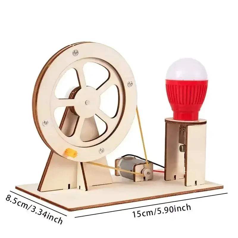 Wooden Hand Crank Generator STEM Toy For Kids Learning Electricity - ToylandEU