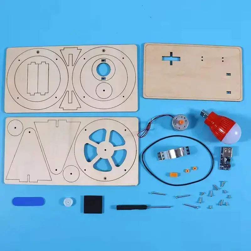 Wooden Hand Crank Generator STEM Toy For Kids Learning Electricity - ToylandEU