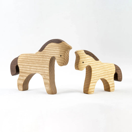 Handmade Wooden Horse Figurines Set for Imaginative Play - ToylandEU