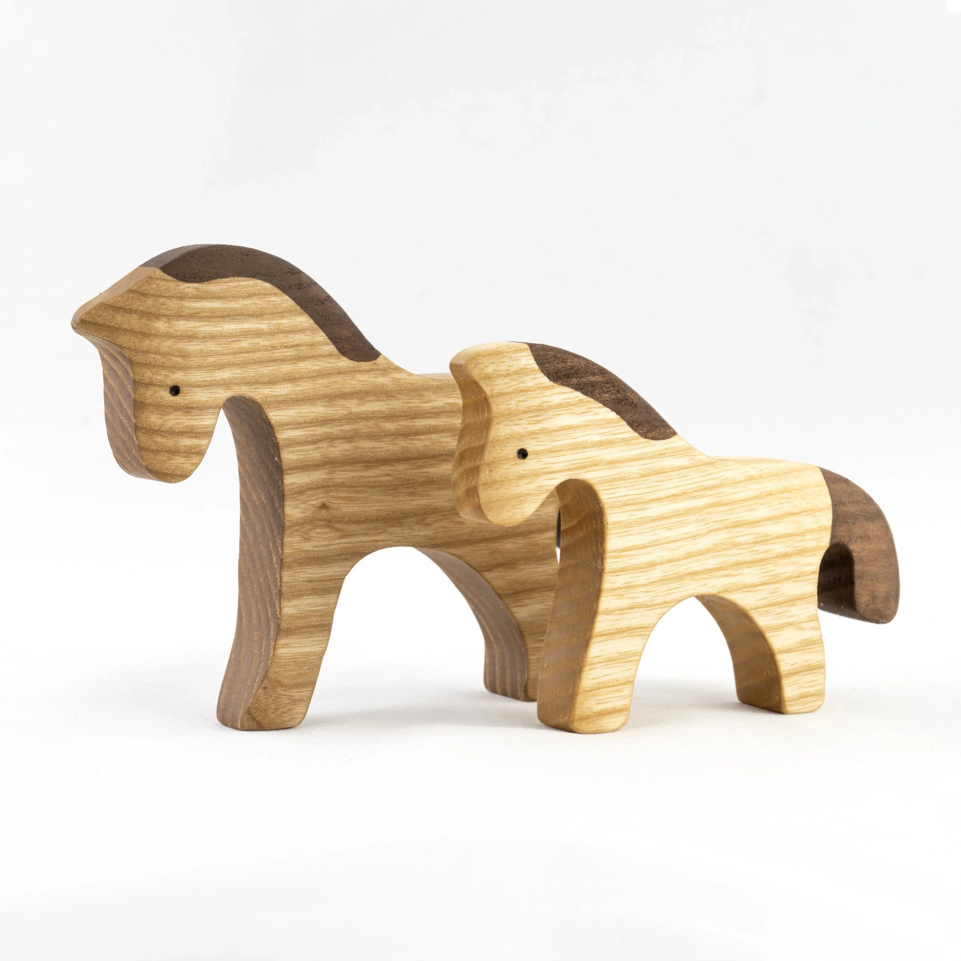 Handmade Wooden Horse Figurines Set for Imaginative Play - ToylandEU