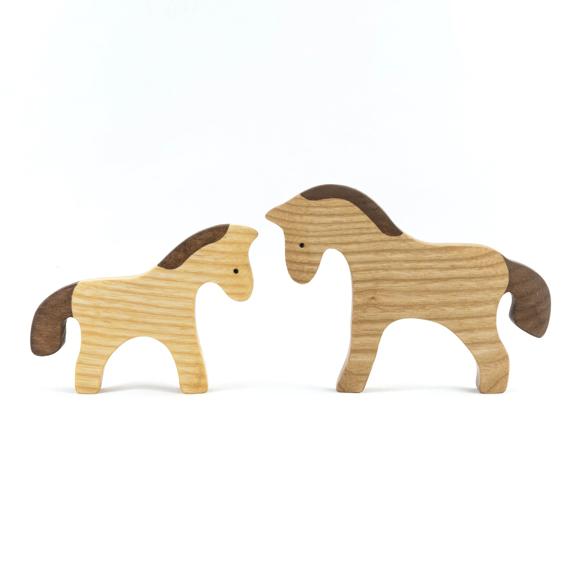 Handmade Wooden Horse Figurines Set for Imaginative Play - ToylandEU