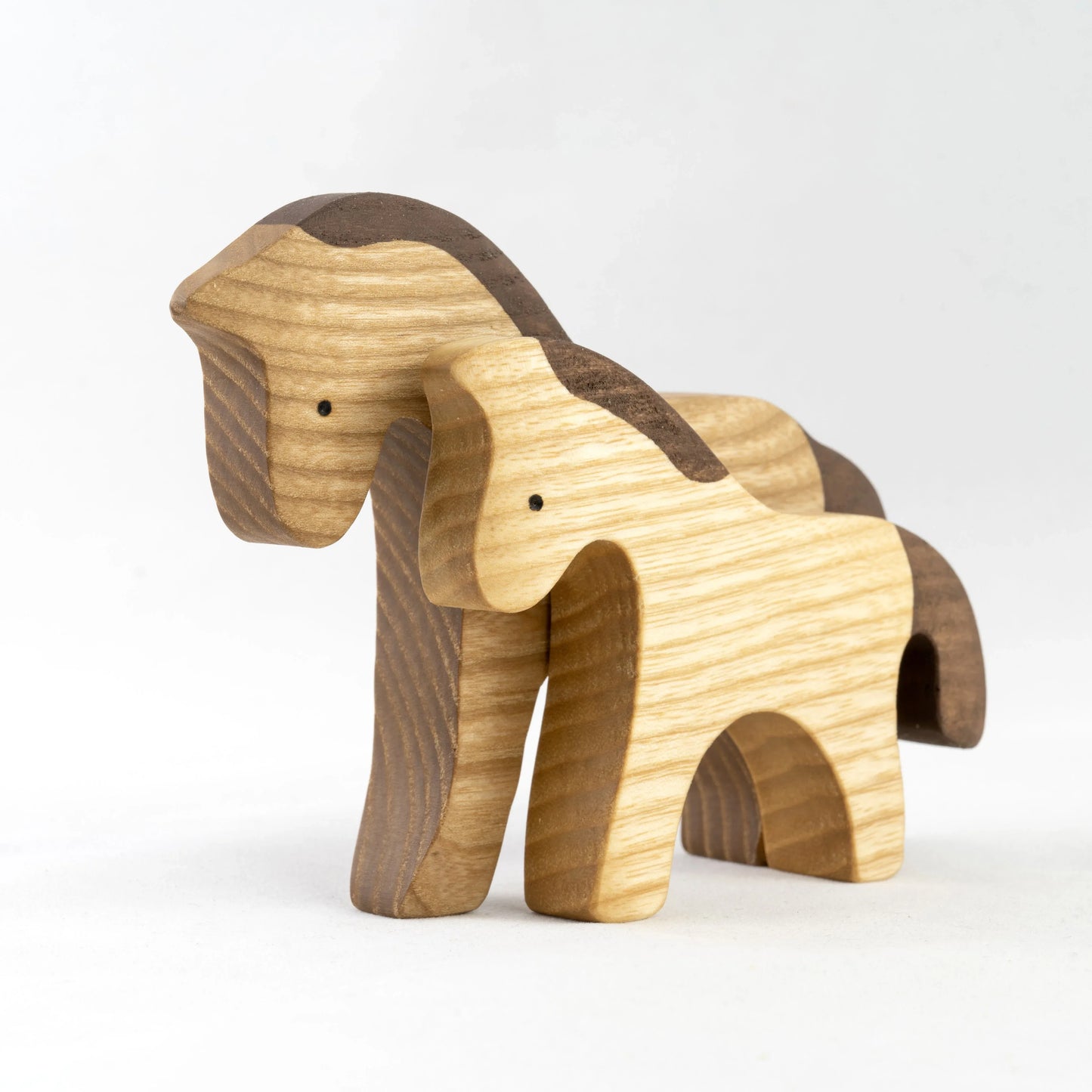Handmade Wooden Horse Figurines Set for Imaginative Play - ToylandEU