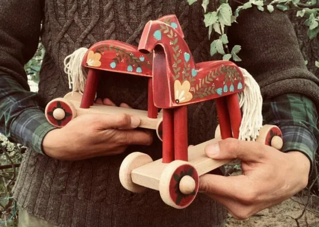 Handmade Wooden Horse On Wheels For Creative Play And Display - ToylandEU