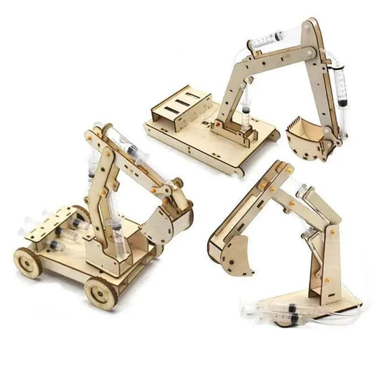  Wooden Hydraulic Excavator Model Children's Educational Toy Wooden Handmade DIY Scientific Experiment Parent-child Interaction -  ToylandEU™