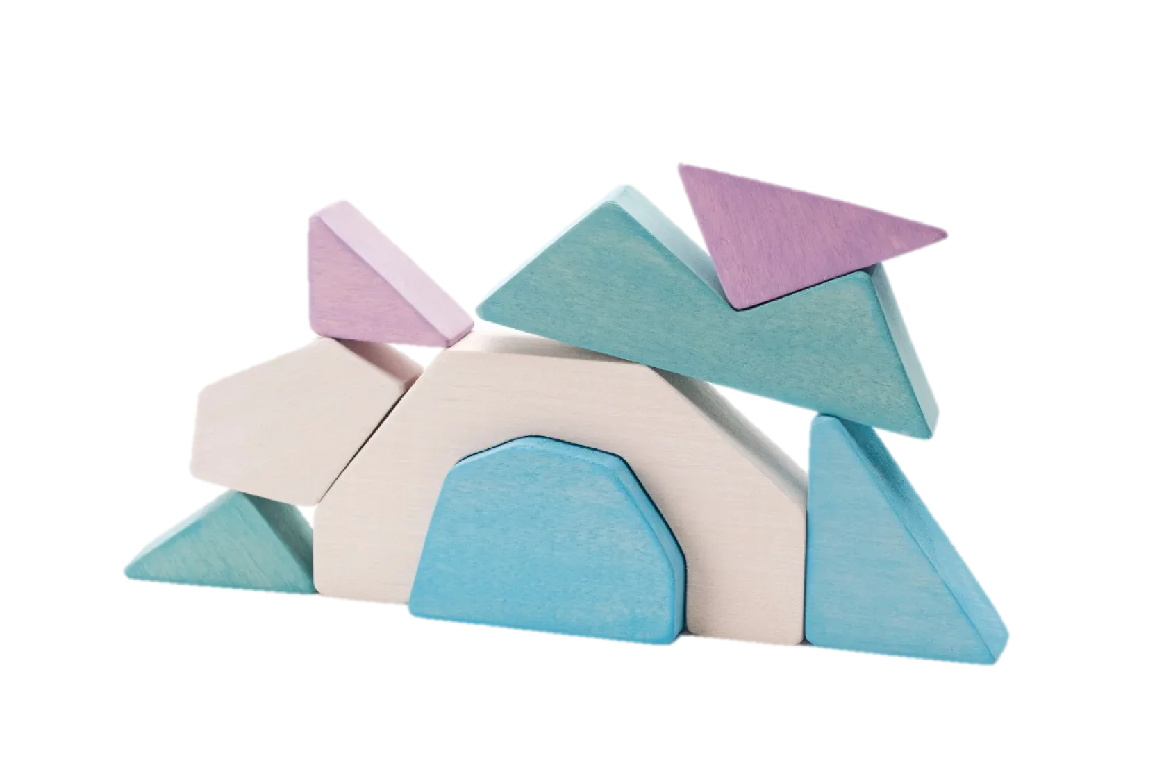 Wooden Iceberg Blocks Stacker With Cave For Open Ended Play - ToylandEU