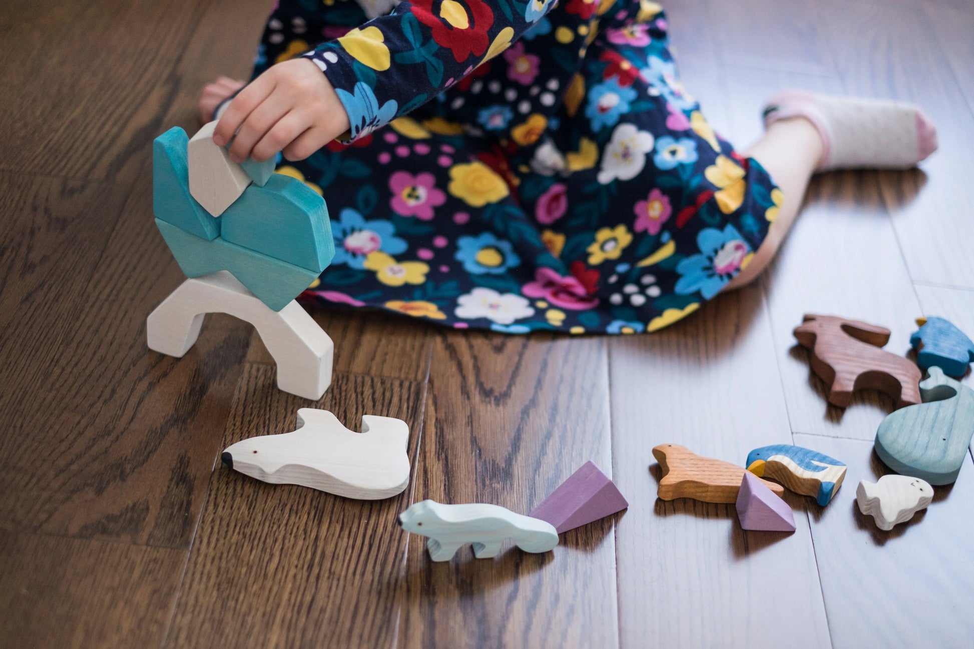 Wooden Iceberg Blocks Stacker With Cave For Open Ended Play - ToylandEU