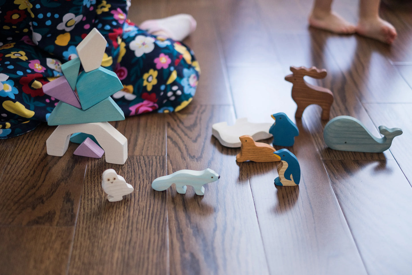 Wooden Iceberg Blocks Stacker With Cave For Open Ended Play - ToylandEU