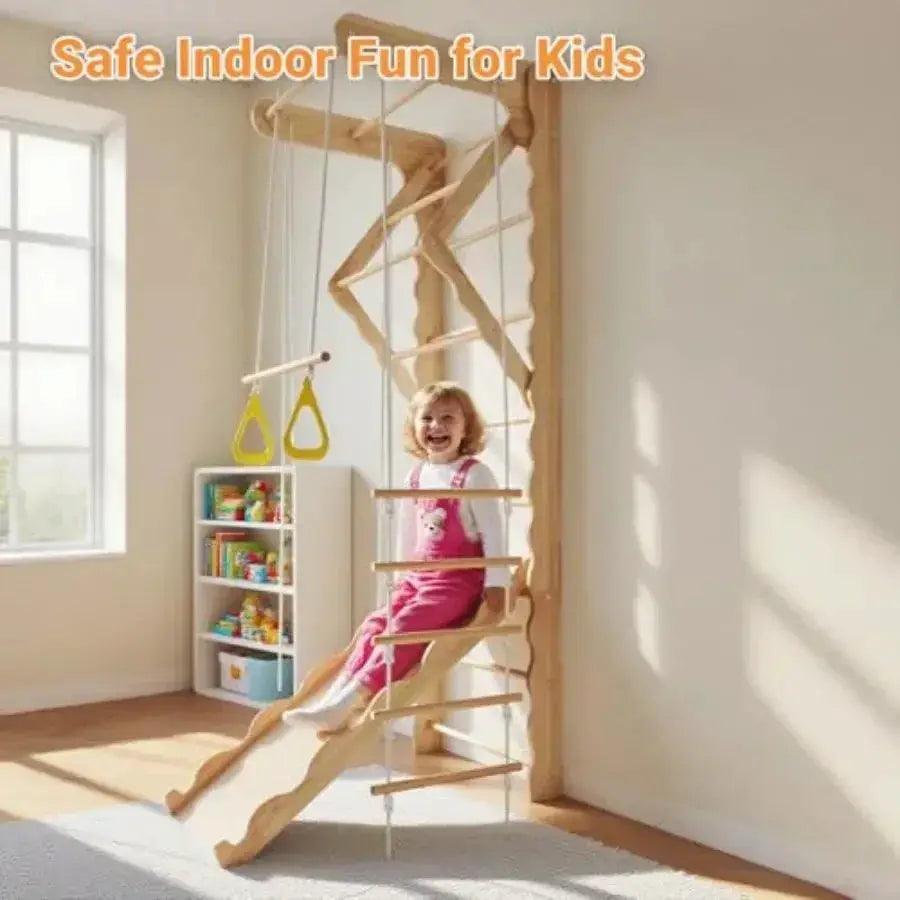  Wooden Indoor Jungle Gym With Swedish Ladder For Kids -  ToylandEU™